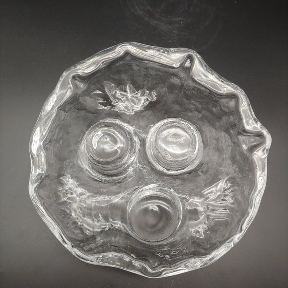 Sea Glasbruk Triple Votive Candle Holder - 8" Clear Glass Iceberg Kosta Sweden - Picture 6 of 6